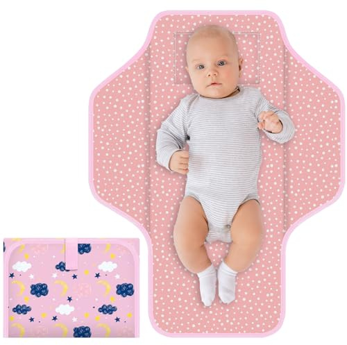 Bärbar skötbädd för baby och småbarn vattentät vikbar baby skötmatta inbyggd kudde, resa spädbarn skötbädd för mammor baby