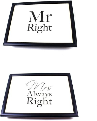B4E Lap Tray Bean Bag Breakfast Student Dinner Cushion Mr Right & Mrs Always Right