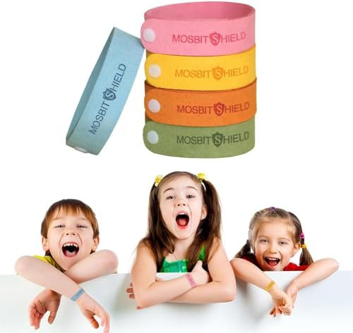 Repelentes de Mosquitos, Pulseras Antimosquitos,Bandas Repelentes de Insectos y Fallos, 100% Naturales, Ajustables para Bebés y Adultos,5 Piezas