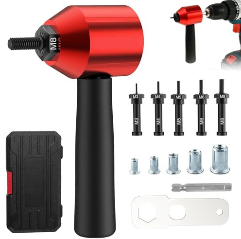 ChaneeHann Remachadora de Tuercas 26PCS, Remachadora para Taladro de Acero Aleado, Adaptador de Tuercas Remachables para M3-M8, Herramienta de Montaje para Muebles, Automóviles e Instrumentos