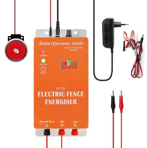 Elektrozaungerät mit Alarm, Neueste 230V Elektrischer Weidezaun, 2Joule Output für 5 KM, Wasserdicht Weidezaungerät für Schutz von Nutztieren, Haustieren, Geflügel, Hausweide, Gärten, Wolfsabwehr