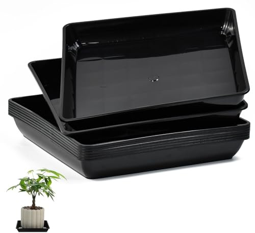 Huucozn 8 Pezzi Sottobicchieri Quadrati per Piante 25x25cm Sottobicchieri da Fiori in Plastica Sottovasi Quadrati per Piante Vassoi Quadrat i per Pian te da Giardino Interni ed Esterni, Nero