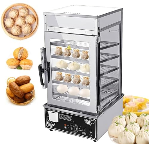 TYH Vaporera Comercial para Panecillos De 1200 W, Calentador Eléctrico De Alimentos De 5 Capas, Máquina para Calentar Panecillos Al Vapor, con Temperatura Ajustable De 30 a 110 °C, para Desayunos