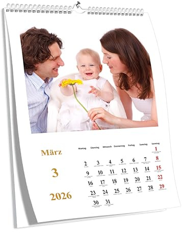 KALVOS tysk personlig fotokalender 2026, väggkalender A3 och A4, årskalender för egendesign, månadskalender, familjekalender, den perfekta presenten, pysselkalender, kalender 2026