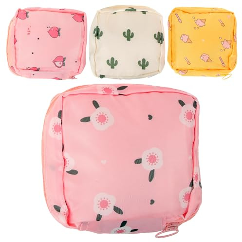 ROMISBABA Bolsa Portátil de Tela para Almacenamiento de Tampones y Compresas Menstruales, Set de 4 Unidades Adecuado para Organizar Artículos Pequeños y Uso Diario
