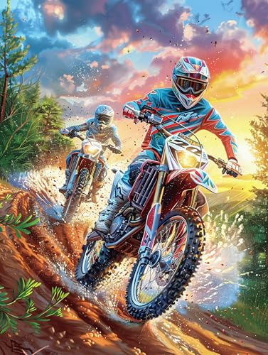 Piloto de Motocross en el Desierto Puzzle 300 Piezas Hogar Decoración Elegante Mitos Animal-Planta Rompecabezas para Hombres Y Mujeres 3D DIY Creativo Aliviar Estrés Desafío Intelectual 300 PCS