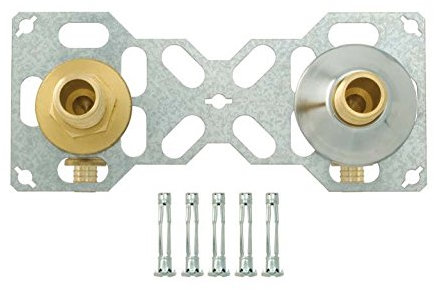 Platine double robinetterie murale - Sortie de cloison F 1/2 - PER Diametre 16 a glissement