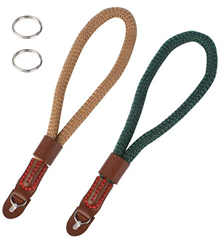 Huayue 2Pcs Correa de Cámara Correa de Muñeca para Camara, 24cm Cuerda para Cámara Correa de Mano para Cámara Correa de Agarre de Muñeca para Muñeca de Cámara Digital Portátil (Verde y Marrón)