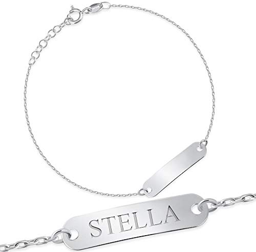 Maverton ID Kinder Armband 925 Silber - mit Namen + personalisierte Geschenkbox mit Gravur - Weihnachtsgeschenke - Geschenk zur Geburt Taufe Geburtstag - Länge: 14-16 cm