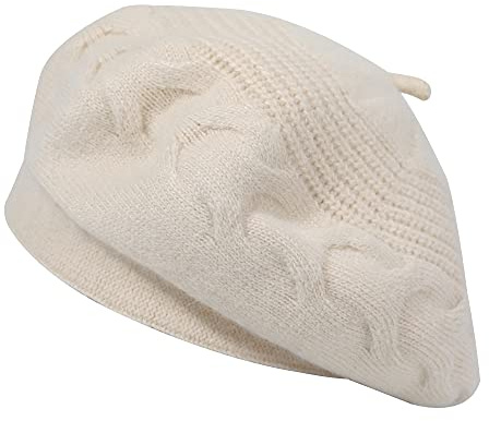 ZLYC French Beret hat, Reversible Solid Color Knit Warm Beret Cap for Womens Girls (Solid Beige)
