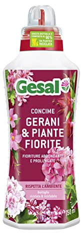 GESAL Concime Gerani & Piante Fiorite, Per Fioriture Abbondanti e Prolungate, 750 ml