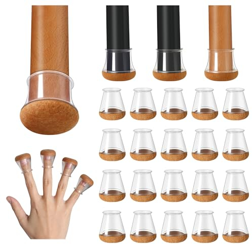 Protection Pied de Chaise, 20 pièces Petits protecteurs de Sol en Silicone Transparent avec Feutre enveloppé, Couvre-Jambes de Chaise Capuchons de Jambe de Chaise en Silicone, diamètre 14-20mm