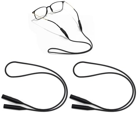 KRYMSON 2 stycken glasögonband, sportglaskors, justerbara, halkfria, silikon, svart