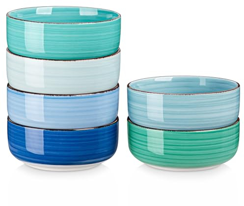 vancasso BONITA Schüssel Müslischalen/Salatschalen 6er Set 720ml, Keramik schüsseln, Salatschüsseln, Suppenschalen, Müslischüsseln, Mikrowellen spülmaschinen und ofenfest, Blau