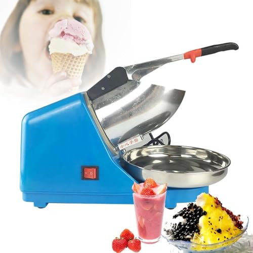 HarBin-Star - Elektrische Ice Crusher, 380W 220V Edelstahl Rasierte Eismaschine, Blau, Kommerzielle Smoothie Maschine, 65kg/h, Eiszerkleinerungsmaschine für Restaurants, Hotels usw