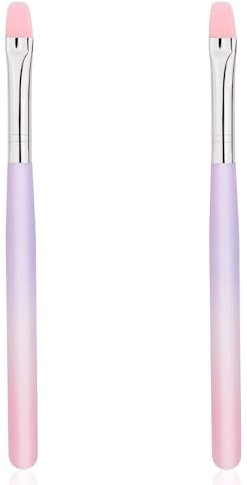 2pcs Ensemble de Pinceaux à Ongles, Pinceaux à Ongles avec Tête Ronde et Plate Outils de Peinture pour Stylo pour la Conception de Nail et Nettoyage des Erreurs de Polissage