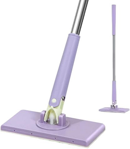 Moreeulsi 71x16cm Flachmopp Für Die Bodenreinigung, Tragbarer Flachmopp Mit Push Pull Griff, Freihändiger Mopp Mit Um Drehbarem Kopf, Automatischer Stoffwechsel M-ini Mopp