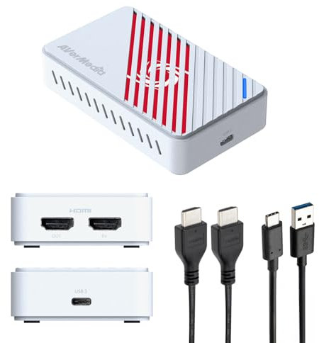 AVerMedia 4K HDMI Capture Card für Streaming, PS5, Xbox, Nintendo Switch, PC, USB 3.2 Game Capture Gerät für Twitch, OBS, YouTube, Discord, Low-Latency-Aufnahmen, GC553Pro Live Gamer Ultra S (White)