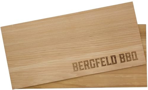 Bergfeld BBQ – 2 pezzi XL legno di cedro per grigliare – Tagliere per affumicatura in 100% legno naturale US Western Red Cedar – riutilizzabile più volte – per un particolare aroma di barbecue