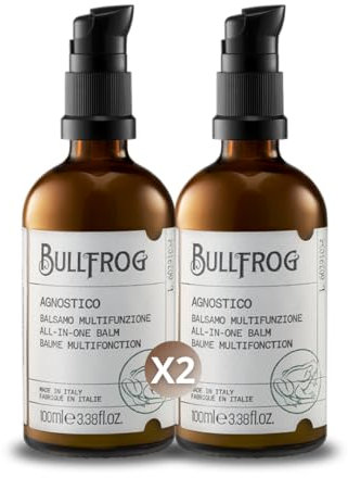 Bullfrog Agnostico Bartbalsam 2er Multipack - Pflegt und Erweicht den Bart - Schützt vor Irritationen - Duft mit Noten von Anis, Leder, Tabak und Bay Rum - 100ml+100ml