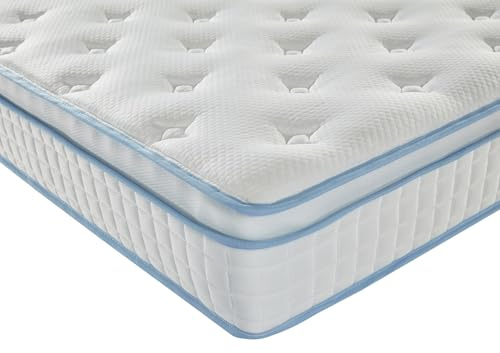 Komtopod Double Mattress 4FT6, Hybrid Memory Foam & Individually Pocket Spring Mattres, 7-Zone Support & Sleep Cooler, Soft and Breathable Cloth, 135x190x25cm
