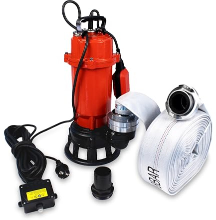 Grafner Pompe à matières fécales professionnelle 550 W avec mécanisme de coupe et tuyau de 30 m, interrupteur flottant, 10 000 l/h, raccord, corps étrangers de 50 mm, pompe à eaux usées avec broyeur