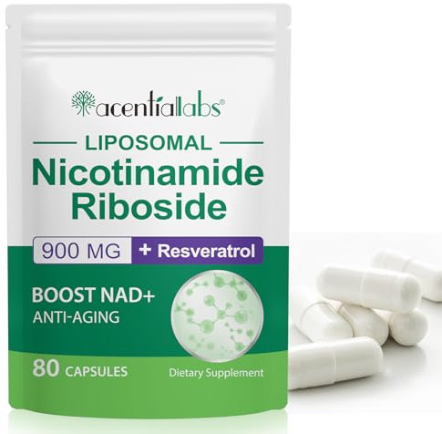 Nad+ Suplemento 80 Cápsulas, Nad Niacinamida 900mg Para Hombres Y Mujeres Con Resveratrol Y Quercetina Para Antienvejecimiento, Aumentar La Energía Y El Metabolismo, Boost Nad+