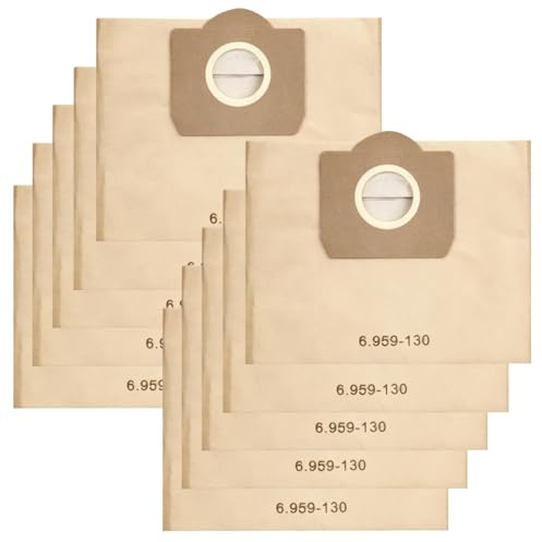Sudnsadaks 10 Pcs Bolsa Aspiradora, Accesorios Aspiradora, Resistente Robusta Extremadamente Reemplazar, Recambio Bolsas Polvo Filtración Optima Compatible Kärcher WD3/MV3/WD3P/WD3 Premium