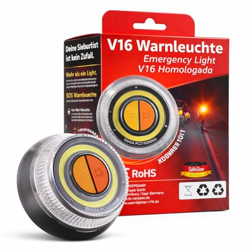 POWR CAR V16 Luce di Emergenza – IDADA 21020060 – Triangolo di Emergenza – Omologazione UE 2026 – Auto & Moto