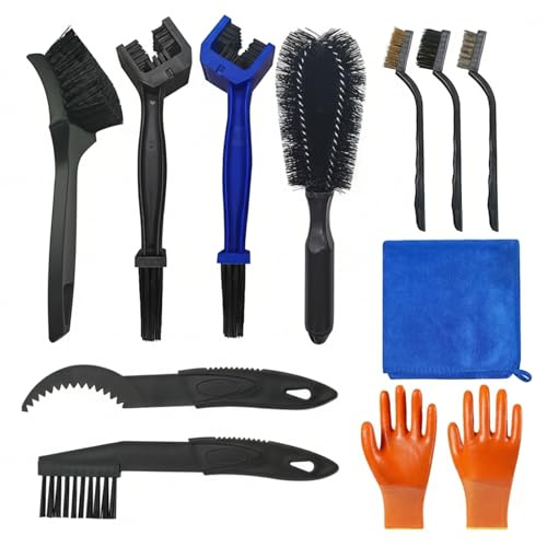 11 Pcs Bike Cleaning Kit, Professional Bicycle and Motorcycle Chain Cleaner Tool Cleaning Brushes Set, for Chain/Tire/Sprocket/Stubborn Dirt
