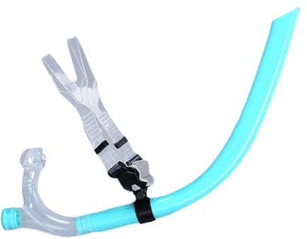 Tubo de respiración frontal de 42,6 cm, boquilla de silicona, correa ajustable para la cabeza, tubo de esnórquel profesional para práctica de piscina para buceo en aguas abiertas