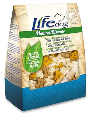 Life Natural Dog Biscuits per Cani – Biscotti Vegetali Cotti al Forno Senza Zuccheri Aggiunti – Snack Leggeri con -25% di Grassi (Folletti alla vaniglia)