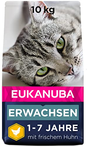 Eukanuba Katzenfutter trocken Huhn - Premium Trockenfutter mit hohem Fleischanteil für erwachsene Katzen ab 1 Jahr, 10 kg