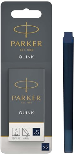 Parker Quink recambios para plumas estilográficas | cartuchos largos | tinta azul/negra | blíster de 5
