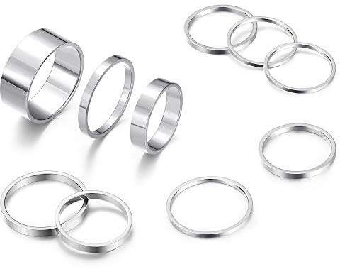 Milacolato 10 pezzi Set Anello Donna Anello in Acciaio Inossidabile Set di Anelli impilabili Semplici per Dita Lisce per Donna Anelli a Fascia Semplice