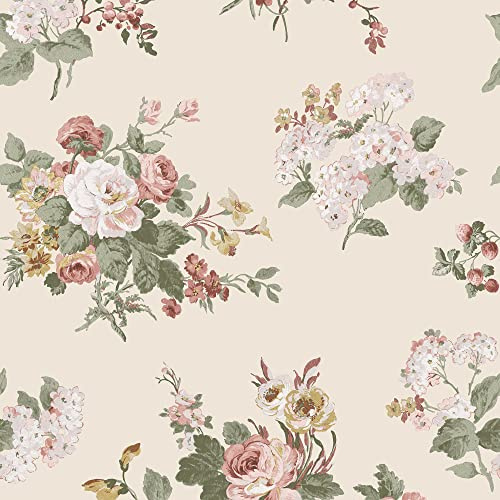 Laura Ashley Rosemore Tapete, hellmarderfarben