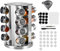 Miorkly Rotating Spice Rack Organiser with 16 Spice Jars, Thick and Strong Spice Racks Free Standing Carousel Spice Storage Can Rotated 360°, 16 Glass Spice Jars for Cooking Revolving Spice Rack