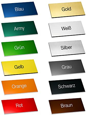 1x Namensschild selbstklebend - 12 versch. Farben - MADE IN GERMANY - 0,8mm dick - Namensschild für Haustür und Briefkasten - Klingelschild wetterfest - Hochwertiges Türschild/Briefkastenschild