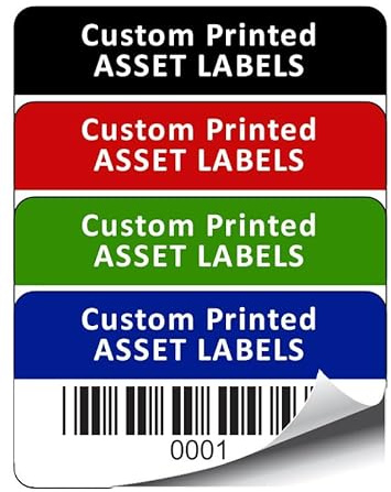 1000 Personalised Custom Barcode Asset Inventory Tag Labels - 50mm x 25mm Permanent Synthetic PP Labels - Simply Choose a Colour, Add Text and Identify Numbers Required (P/NO. CALB5)