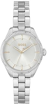 BOSS Analog Quarzuhr für Damen Kollektion SAGE mit Silbernes Edelstahlarmband - 1502726