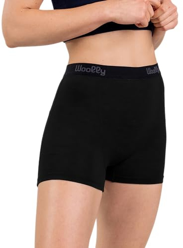 Women's Merino Boxer Short, 3 Inseam By Woolly | RWS Certified | Soft, Breathable, Seattle Designed - Black - M