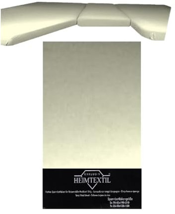 EXKLUSIV HEIMTEXTIL Frottee Spannbettlaken für Wohnmobile 3-teilig 2 Längsbetten + 1 Mittelteil 80% Baumwolle, 20% Polyester Öko - Tex Zertifiziert, Markenqualität, Steghöhe 20 cm, Naturweiß