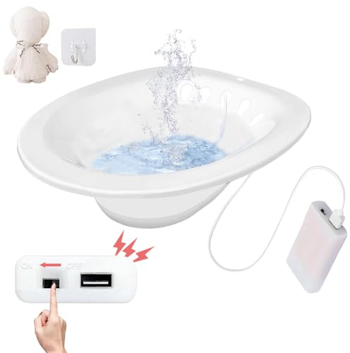 Electric Sitz Bath for Toilet Seat Hemorrhoids and Postpartum Care,Yoni Steam Seat, Collapsible Sits Bath Kit for Women,Easy to Store,Flusher Hose,Deeper Bowl (Electric Flusher White)
