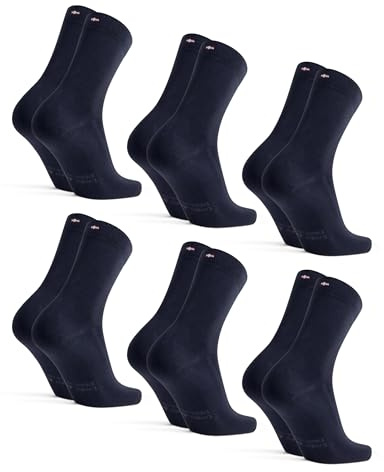 DANISH ENDURANCE Ekologiska bomullsstrumpor, svarta, blåa, 6-pack | Ekologiska bomullsstrumpor, mjuka och andas gott, för vardag, jobb och finare tillfällen, Unisex