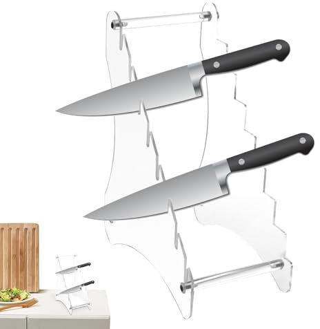 Coltelli Da Visualizzazione Desktop - Clear Acrilic Knife Storage Stand, Collectors Display Rack | Organizzatore Di Coltelli Da Banco A Più Livelli, Supporto Per Coltello Da Giocatore Di Cucina, Ester
