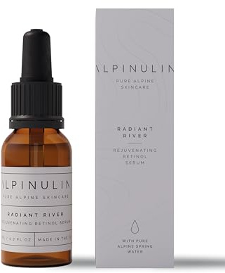 ALPINULIN Radiant River Retinol Serum fürs Gesicht 20ml - Hautreinigung mit mineralreichem Alpenquellwasser, Anti-Falten-Effekt, Für glatte & glänzende Haut