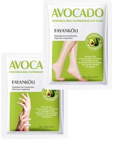 ZEXIJOW Un paio di maschere per mani e piedi,Maschera nutriente rigenerante anti-età adatta a mani e piedi secchi,Invecchiati e screpolati,Adatta sia per uomini che per donne(avocado)