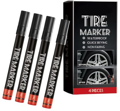 Oxxggkao Lot de 4 marqueurs imperméables pour étiquetage de pneus - Très grande capacité d'encre - Stylo de lettrage pour marquage détaillé - Stylos de lettrage toutes saisons