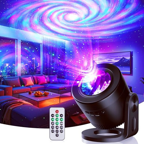 Proyector Estrellas Niños, Proyectors de Galaxia con Control Remoto y Temporizador, Proyector de Estrellas Para Adultos, luz Nocturna LED con Bluetooth Proyecto de Cielo Estrellado Para Fiestas(Negro)