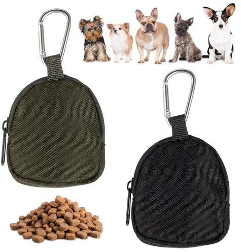 Tweruna 2 PCS Dog Treat Pouch, Waterproof Treat Pouches for Pet Training, Zipper Closure Reusable Dog Training Treat Pouch Bag, Portable Reward Puppy Treat Bag for Traveling or Outdoor